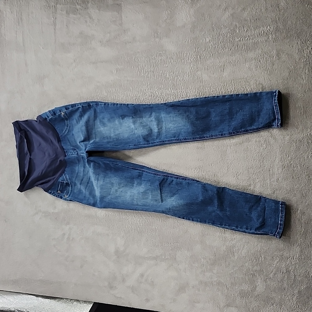 Indigo Blue Maternity Full Belly Panel Jeans Womens Size Small Blue Denim